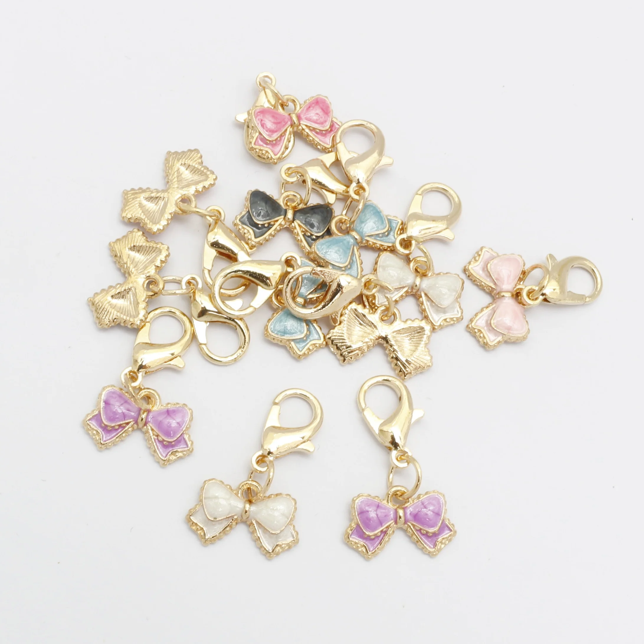 30pcs Alloy Droplet Oil Butterfly Knot Edged Collar Jewelry Pendant Necklace Earring Accessories Korean Style DIY Flower Trim