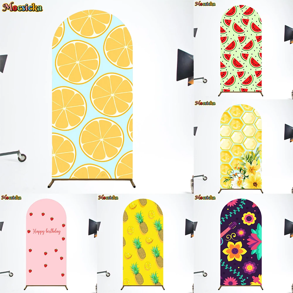 Mocsicka Custom Arch Backdrop Cover Flower Fruits Baby Shower Wedding Birthday Party Decor Photo Background Shooting Prop Studio