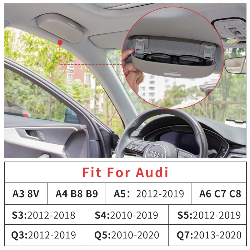 Sonnenbrillenetui für Audi A3 S3 8V 8Y A4 B9 B8 S4 A5 S5 A6 C7 C8 Q3 Q5 Q7 2015 2016 2017 2018 2019 2020 2021 2022 Autozubehör – Detail 3