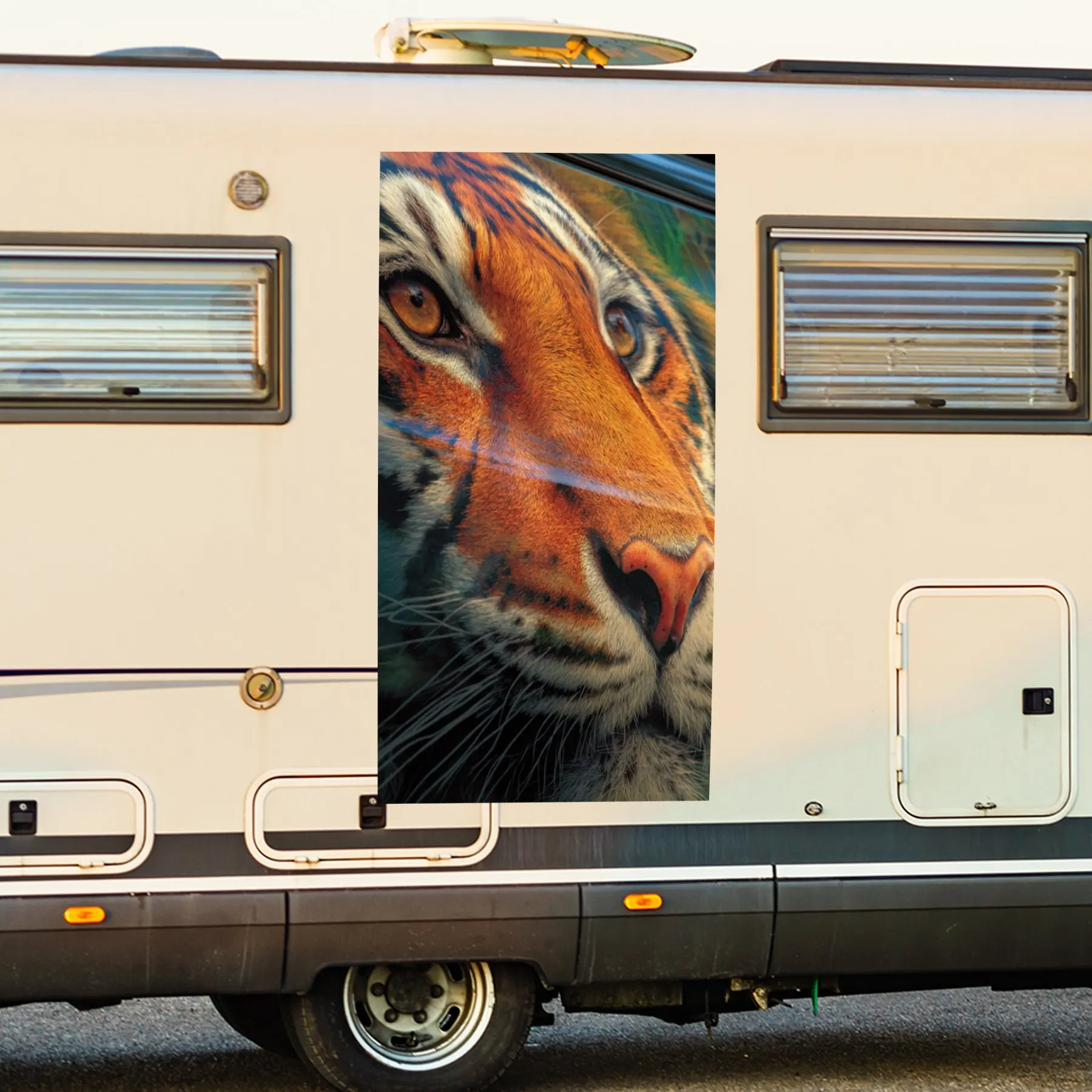 

Vibrant Tiger Portrait- Vinyl Decal for RV Rear, Waterproof Self - Adhesive Vinyl Stickers for RV Tail and Bumper, Decoration -