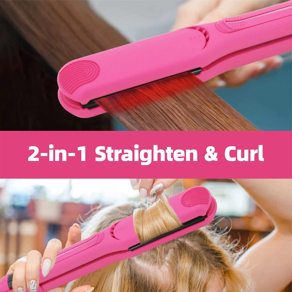 RUCHA Infrared Hair Straightener Unique Rose Professional Titanium Flat Iron with LED Display Instant Heating Curling Iron
