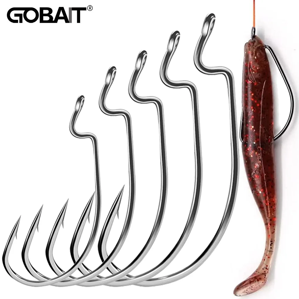 25 PCS Wide Gap Worm Hooks Texas Rig Jig Crank Big Bass Gear High Carbon Steel Offset Barbed Hook for Soft Fishing Lure Fishhook