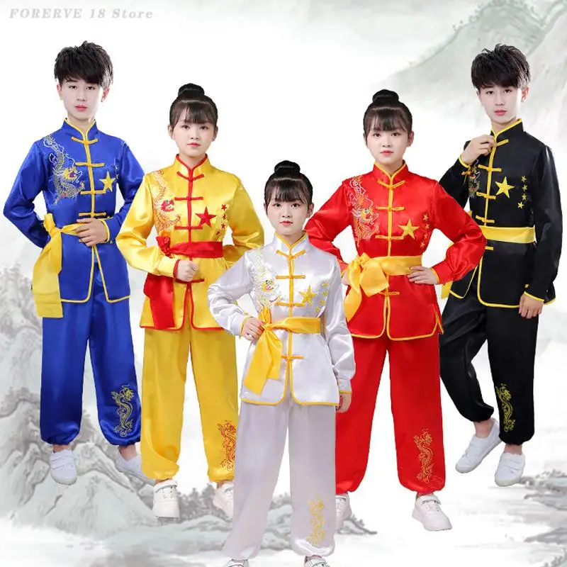 

Детский костюм Тан для девочек, одежда для ушу, костюм для выступлений по тай-чи для мальчиков, традиционная китайская одежда, униформа для кунг-фу и боевых искусств