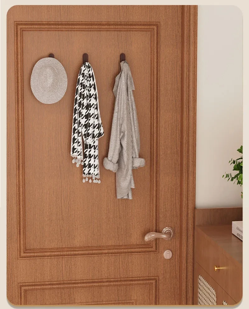 Selbstklebende Wandhaken aus Walnussholz zum Aufhängen von Mänteln, Handtüchern, Kleidung, Decken, Hüten, Rucksäcken, Schlüsseln im Eingangsbereich – Detail 8