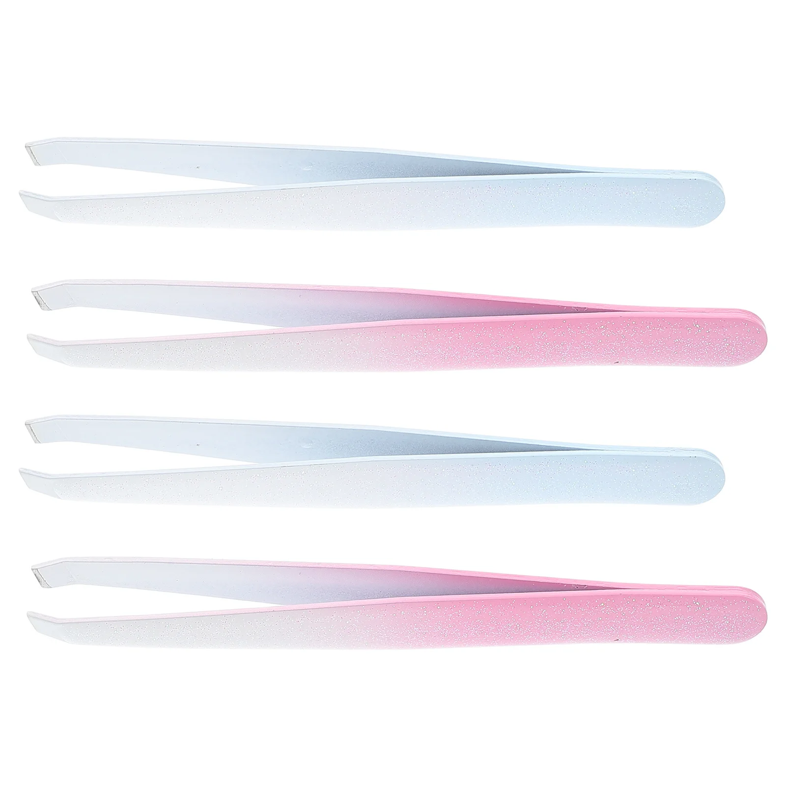 Pincettes à sourcils en acier inoxydable, outil de précision à pointe inclinée pour épilation du visage, Application de cils, toilettage de voyage, 4 pièces