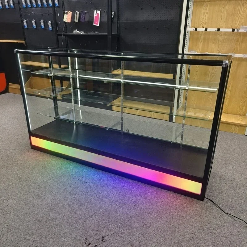 

Изготовленная на заказ 70-дюймовая витрина для дымовых магазинов, запирающая стеклянную витрину, стойка для магазина с мигающим светом