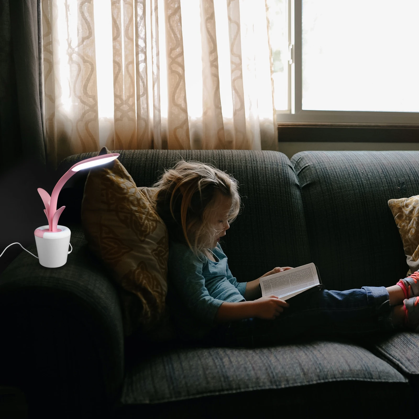 

Touch Sensor Lamp Usb Rechargeable 3 Mode Dimmable 360° Adjustable Desk Light For Reading Study Pink Pen Holder