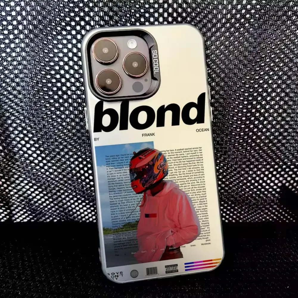 حافظة هاتف المغني فرانك بلوند أوشنز لهاتف آيفون 16,15,14,13,12,11,8,7,Pro,Max,Plus,Mini,XS,SE مضادة للسقوط باللون الأسود غير اللامع