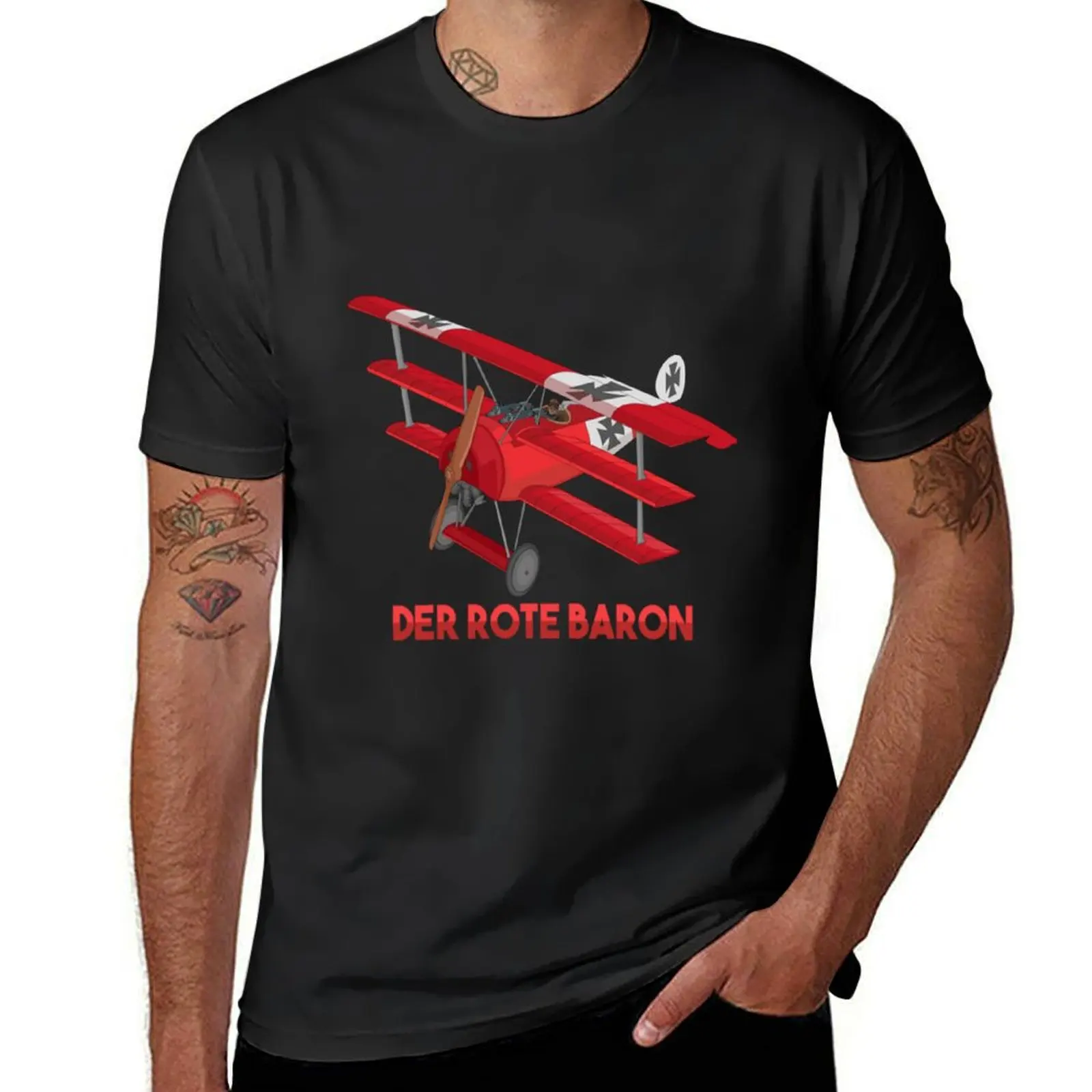 Red Baron Flying Fokker Dr1 Triplane T-Shirt oversized t shirt funny shirt cotton mens t shirts casual stylish