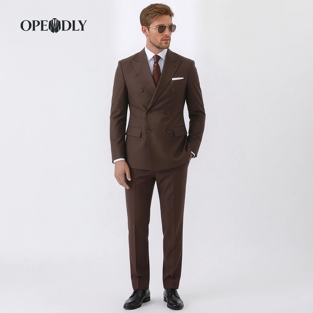 

OPEODLY Men's Slim Fit 3 Piece Tuxedo Suit - One Button Blazer Jacket Vest Pants Set for Formal Wedding And Business Occasions