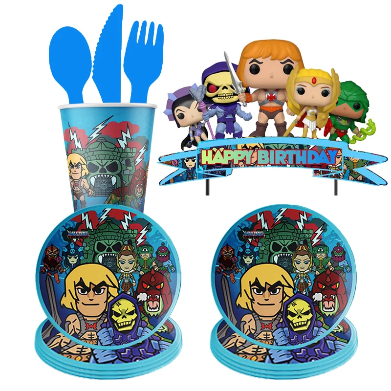 Masters of The Universe He-Man Baby Bath Birthday Party Supplies Disposable Tableware Balloon Cup for Kids Baby Party Decoration