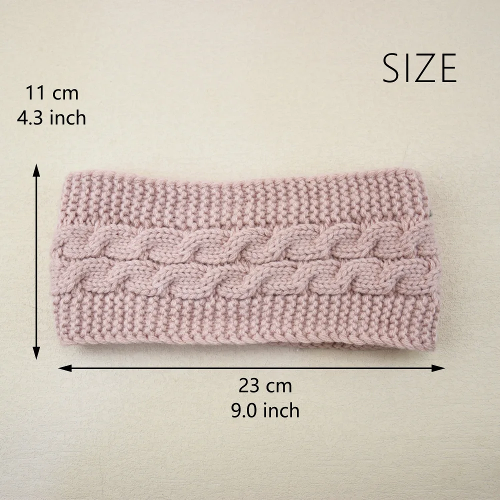 1-teiliges wintergestricktes, klobiges Stirnband, gehäkelt, Turban, gestrickter Ohrenwärmer mit Plüschfutter, Ohrenschützer, Strumpffüller für kaltes Wetter – Detail 3