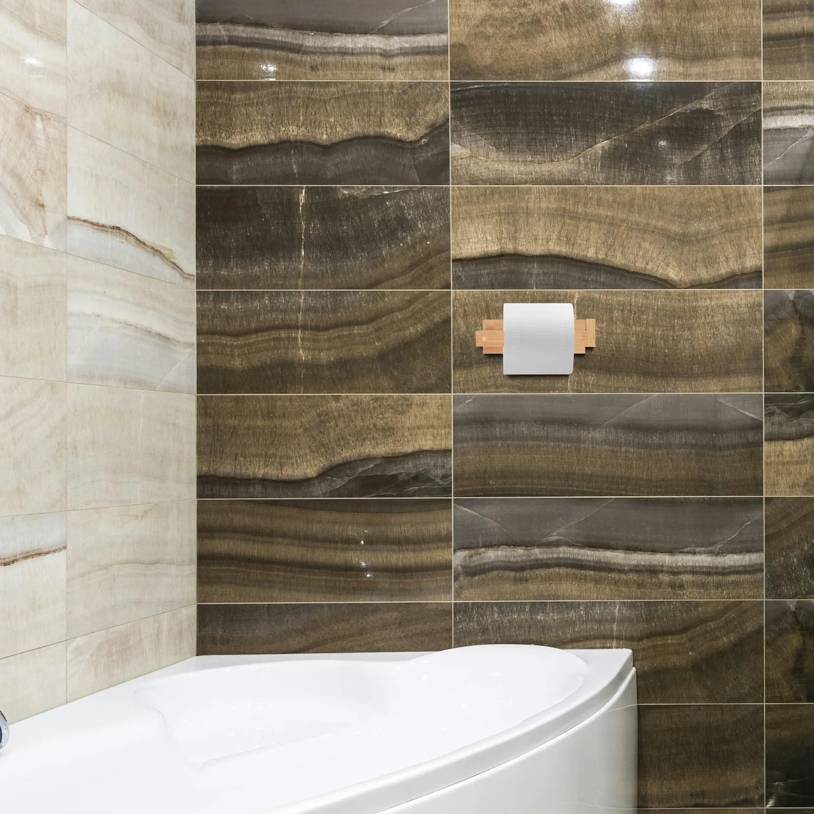 

Bamboo Toilet Tissue Holder Multi Functional Design Easy Installation Bathroom Decor Toilet Paper Towels Storage Holder