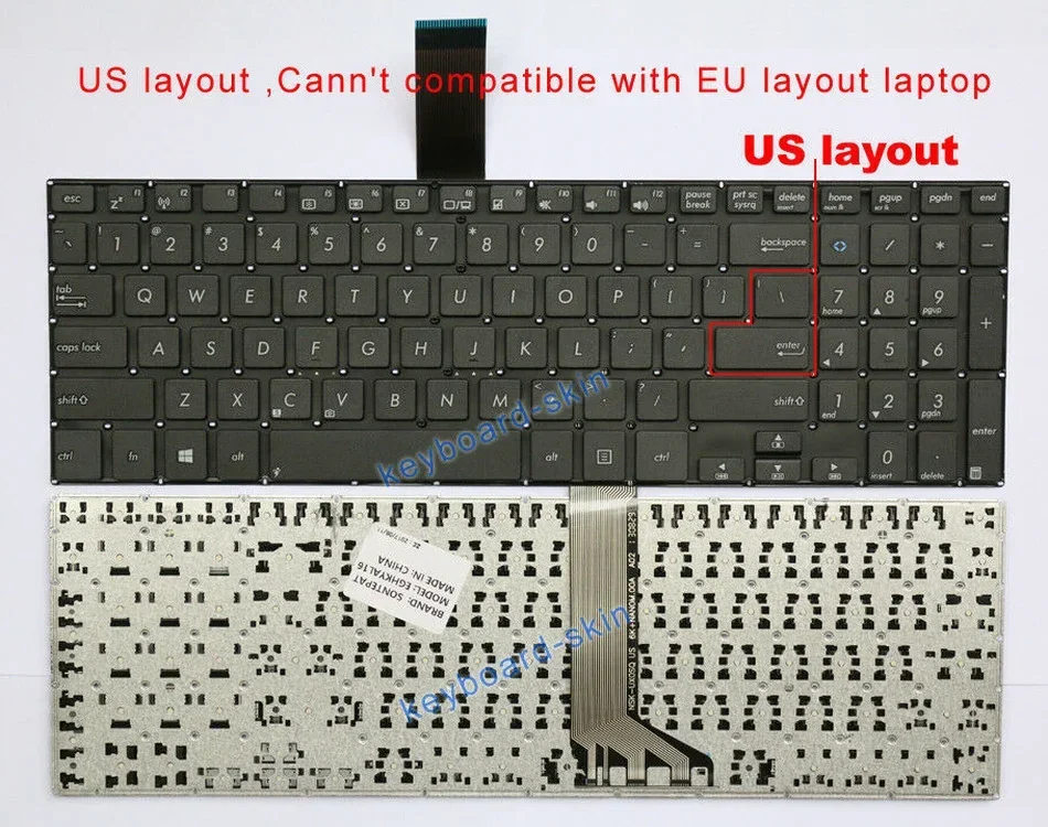 New US Keyboard for ASUS VivoBook S551 S551LA V551 V551LA K551 K551L K551LA A551 A551C A551M A551L R551 R551L R551LN,R553 R553L