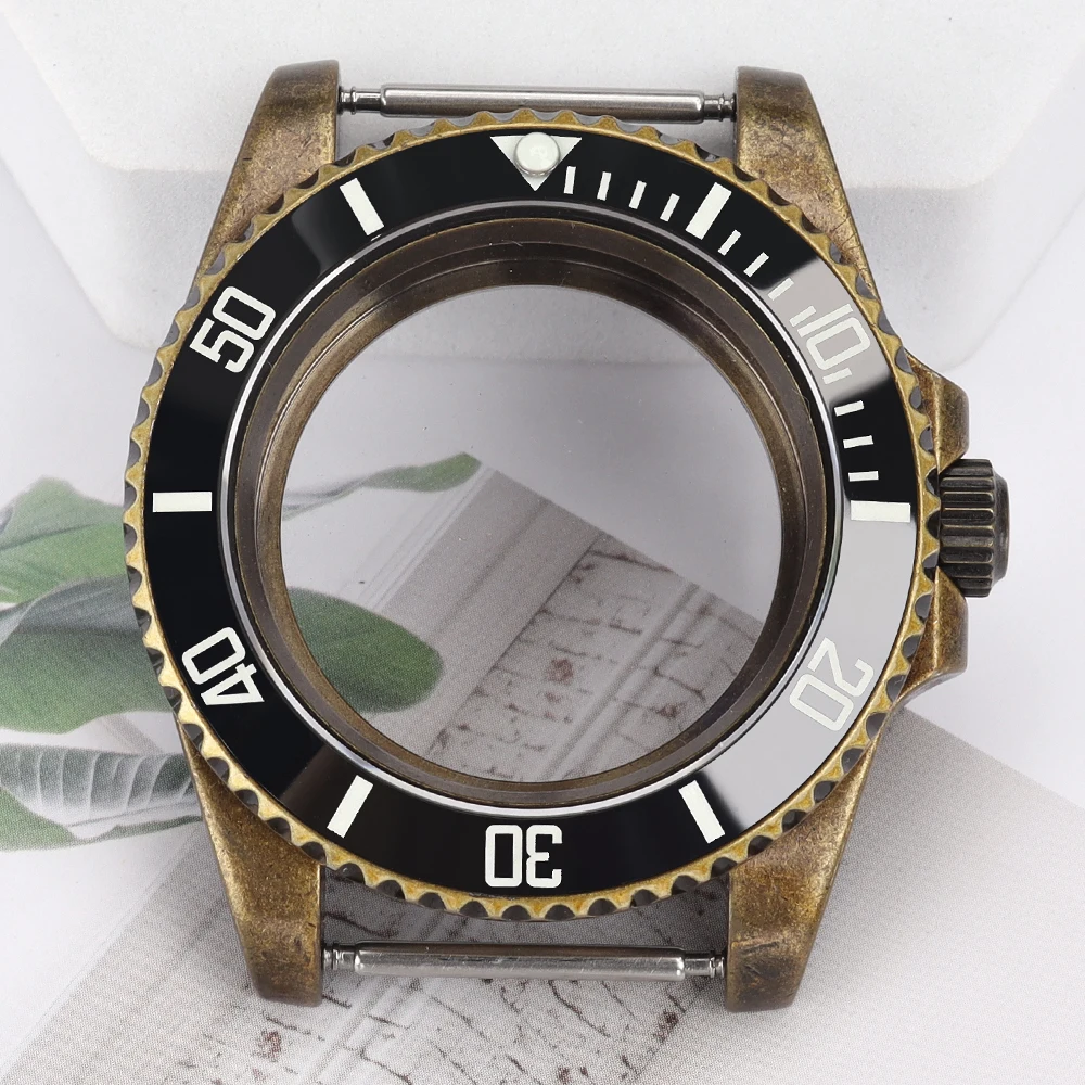 Bronze Diver 40mm Watch Case C3 Ceramic Bezel For NH35 NH34 NH36 7S26 4R36 28.5mm Dial Submariner Parts 200m Waterproof Sapphire