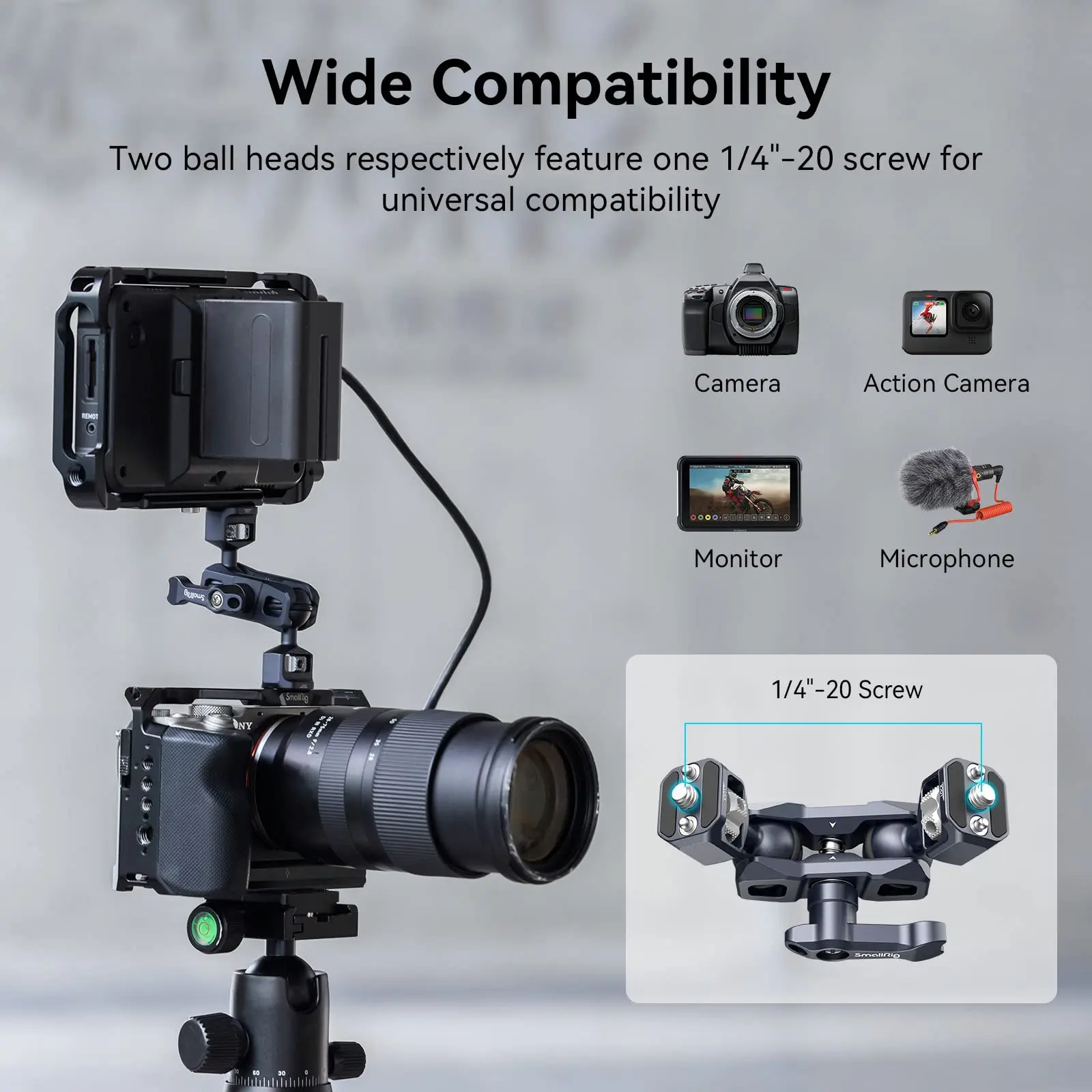 

SmallRig Magic Arm Flexible Articulating Arm with 1/4”Screws, Field Monitor Mount with Dual Ballhead, Adjustable Magic Arm 3873