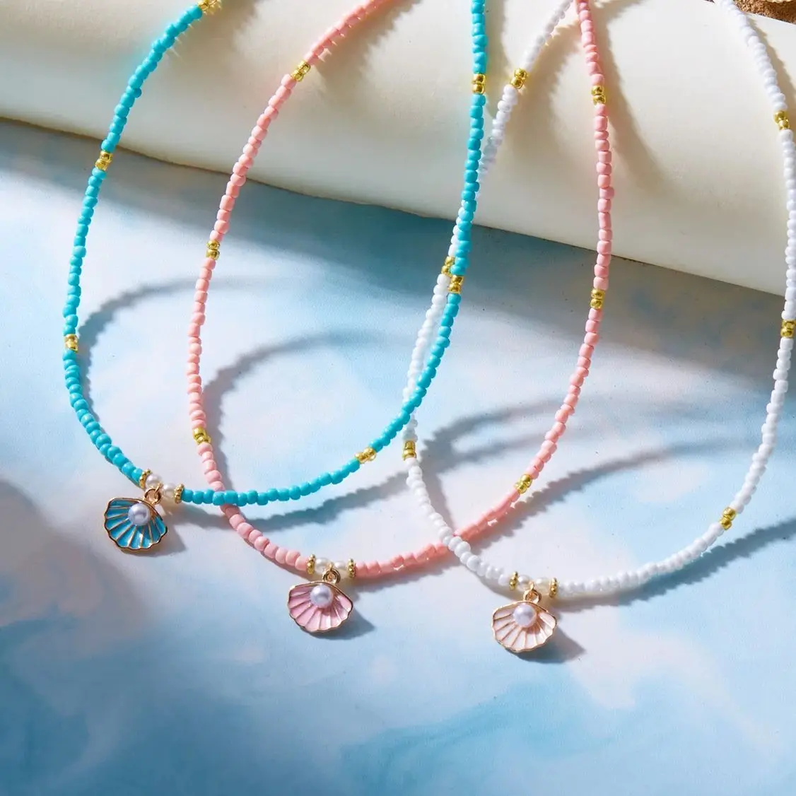 Bohemian Handmade Perlen Kette Mode Halsketten für Frauen Einfache Metall Shell Anhänger Halsketten Party Schmuck Geschenke – Detail 1
