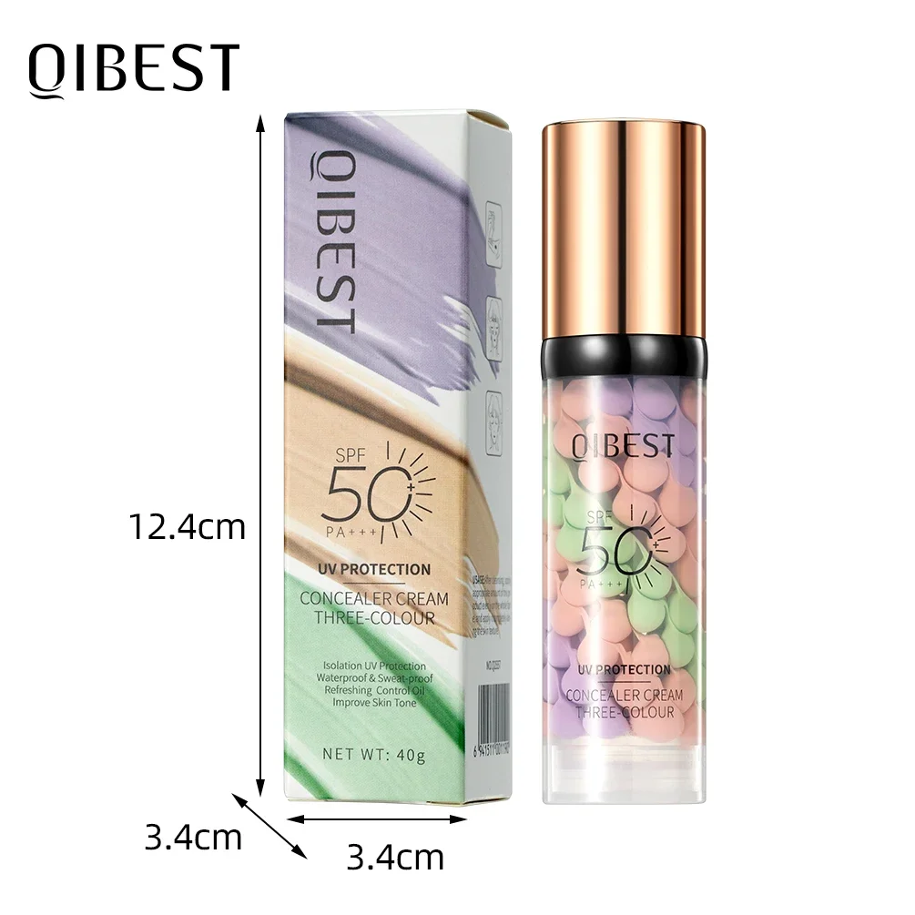 40g Face Makeup Primer Tri-color Cream Brighten Contour Color Isolation Waterproof Makeup Foundation Natural Makeup Base Cream