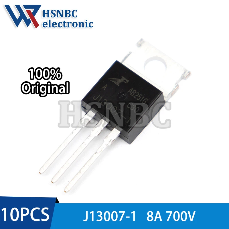 10PCS J13007-1 J13007-1A FHP13007 13007 TO-220 700V 8A 80W Switching Power Transistor 100% New Original