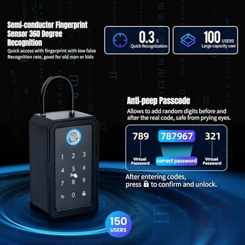 Smart key Lock Box, Home Key Wireless Smart Lock Box, elektronische Key Box App Digital Code Bluetooth Key Safe für Host einfach zu bedienen