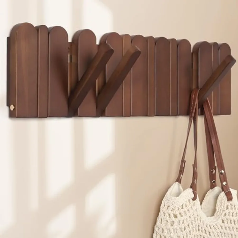 

Wall Coat Rack for Entryway: Wooden Modern Heavy Duty 21.'' Retractable Wall Mounted for Mid Century Home Decor Hallway Bathroo