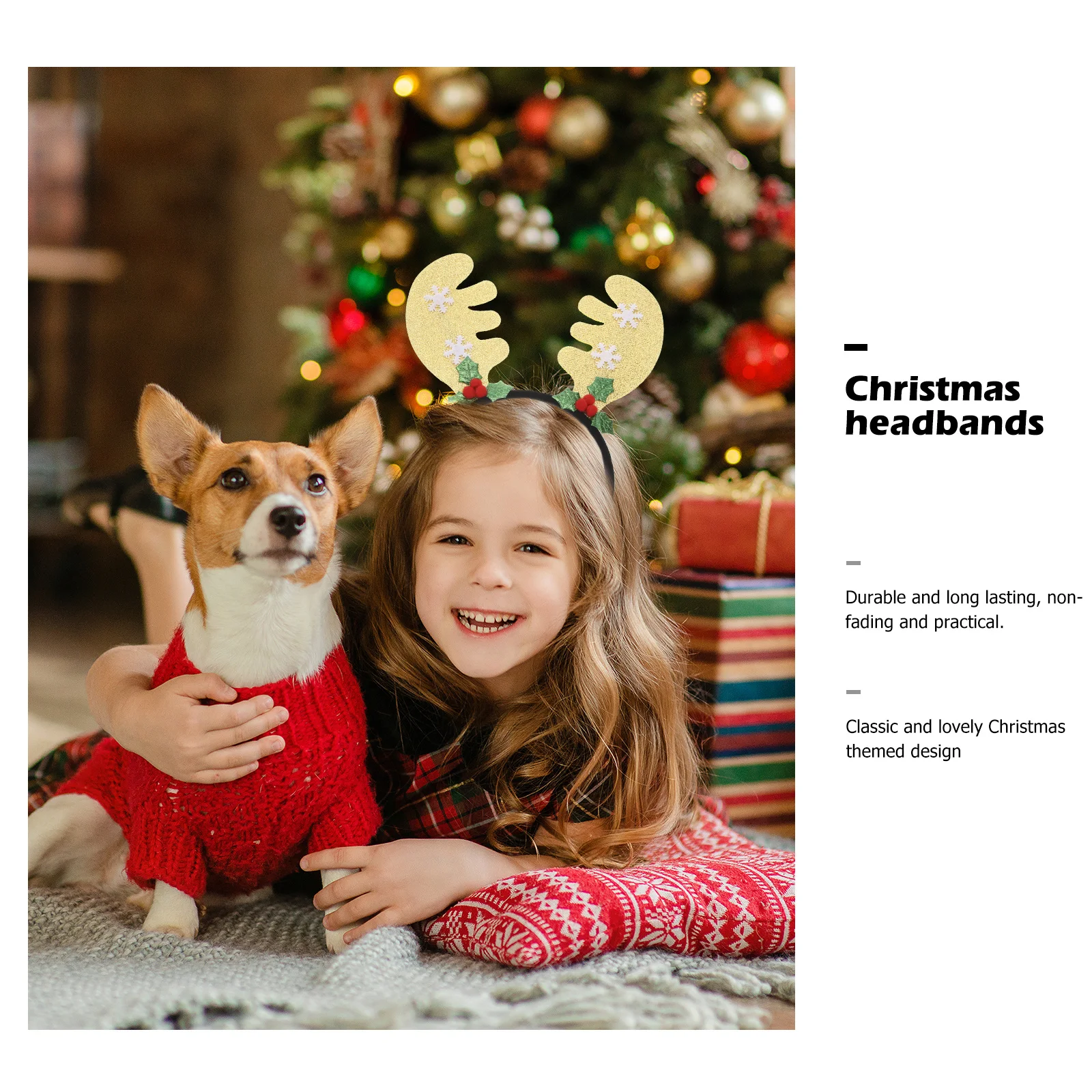 

5Pcs Christmas Antler Hair Hoops Headbands Party Headdress for Kids Girls Comfortable Festival Hair Hoop Headdress for Kids