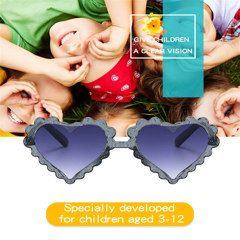 Boy Girl Sunglasses 2024 New Heart Shaped Sunglasses Jelly Flower Frame Sun Glasses Kid Eyeglasses Beach Eyewear Driving Glasses