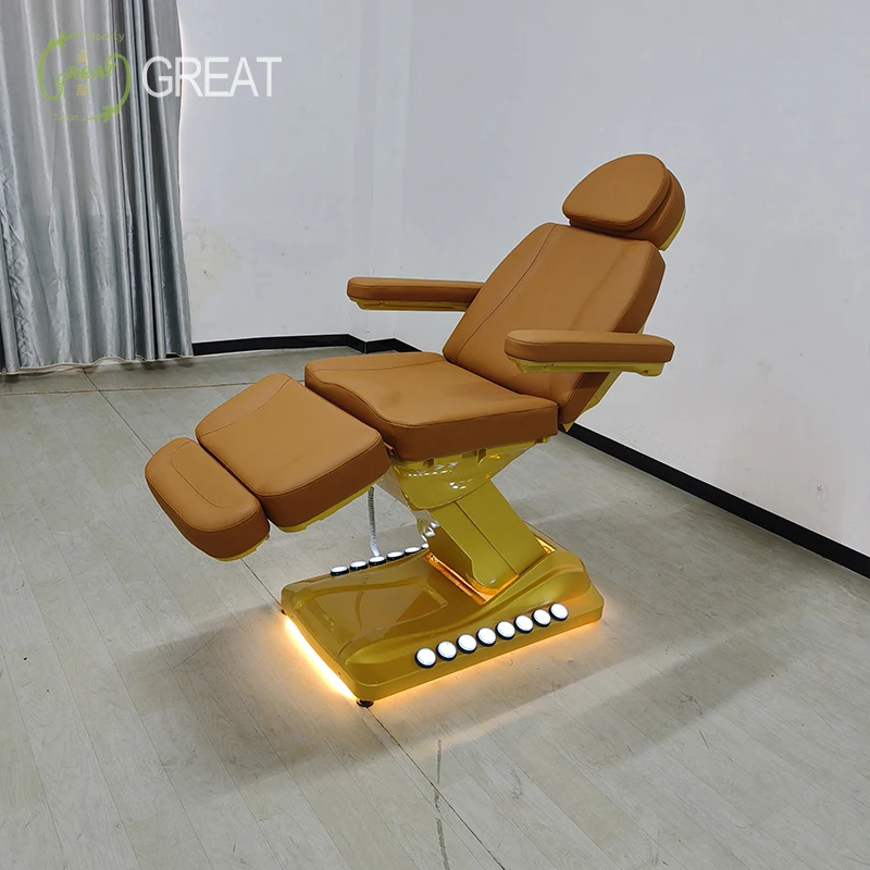 Modern Salon Beauty Bed With LED Adjustable Backrest Professional Spa Facial Bed For Luxury Salons