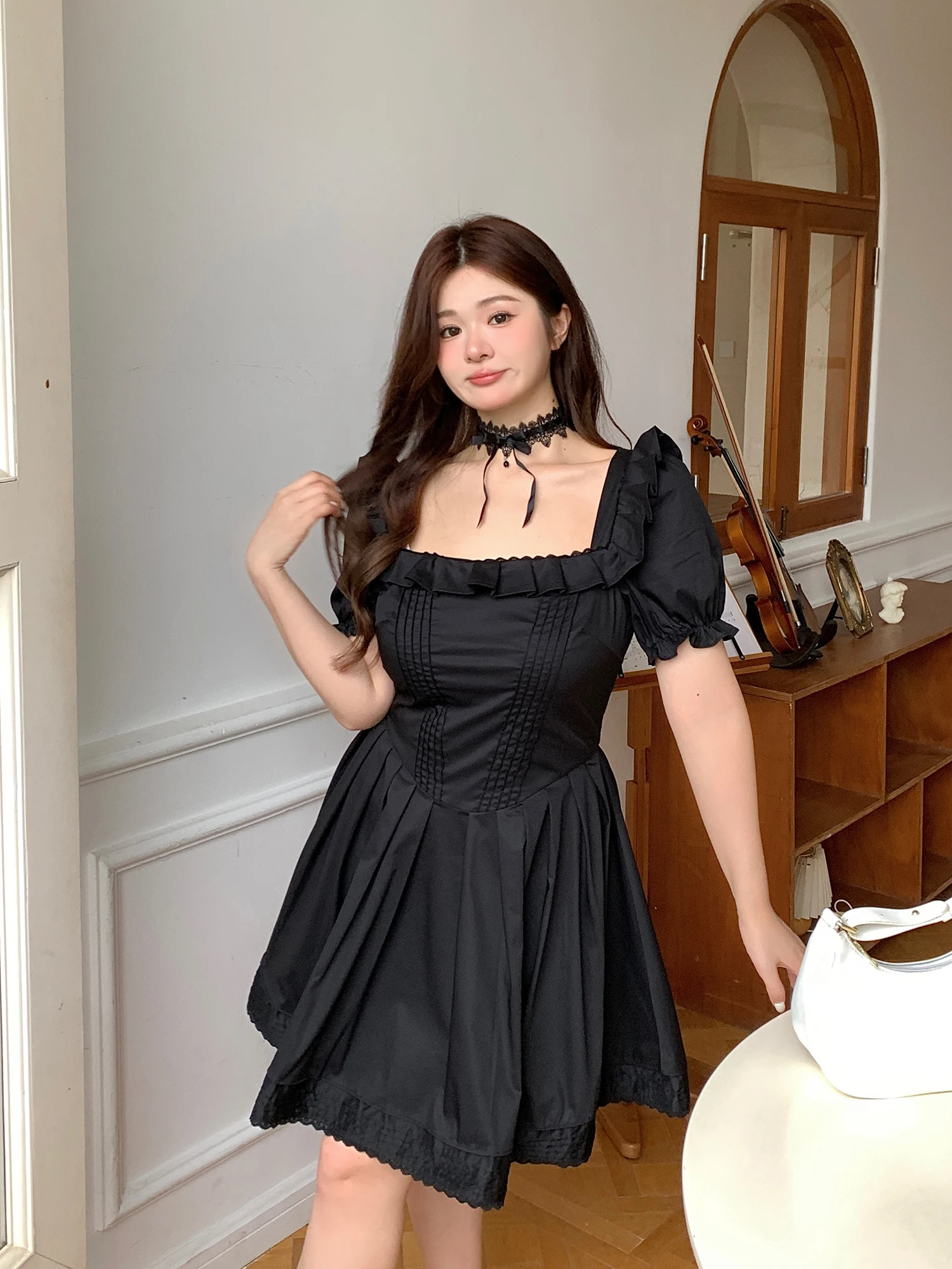 mcr-plus-size-women's-bubble-sve-ballet-dr-sweet-spicy-bla-princ-dr-high-waist-ort-sve-commute-sle-polye