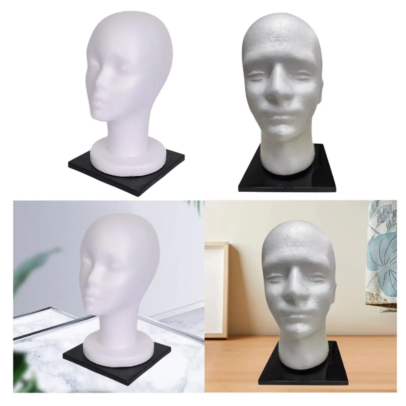 

Foam Mannequin Head White Hair Glasses Hat Display for Jewelry Headwear Hats