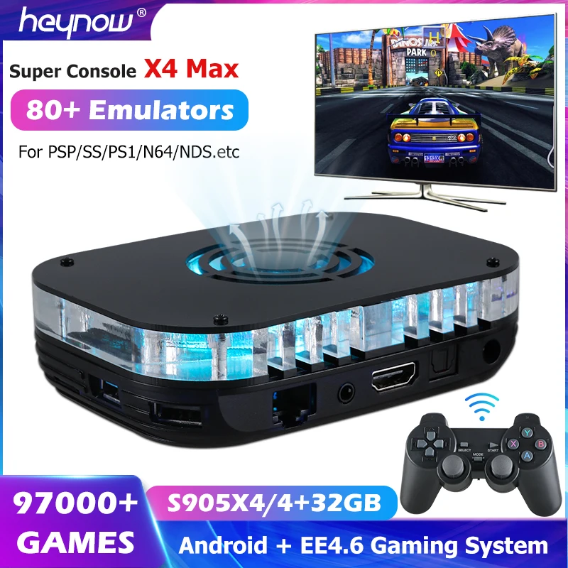 HEYNOW Home game Box X4 Max Android Amlogic S905X4 Game Console 80+ Emulator 97000+ Games For NDS/N64/PSP/PS1/Arcade Retro Game