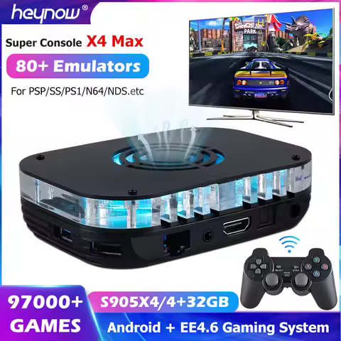 HEYNOW Home game Box X4 Max Android Amlogic S905X4 Game Console 80+ Emulator 97000+ Games For NDS/N64/PSP/PS1/Arcade Retro Game