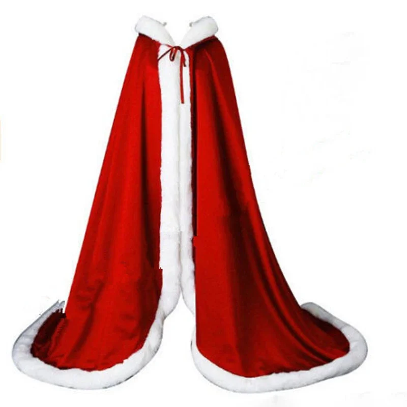 

Winter Satin warm shawl Bridal Shawls Jackets Faux Fur Christmas Cloaks Hooded Perfect Wedding Wraps Wedding Shawl coat