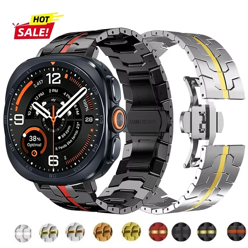 Edelstahlarmband für Samsung Galaxy Watch 8 Classic/9 8 40 mm 44 mm/Ultra2 Metallarmband für Galaxy Watch 7 Ultra 47 mm Uhrenarmband