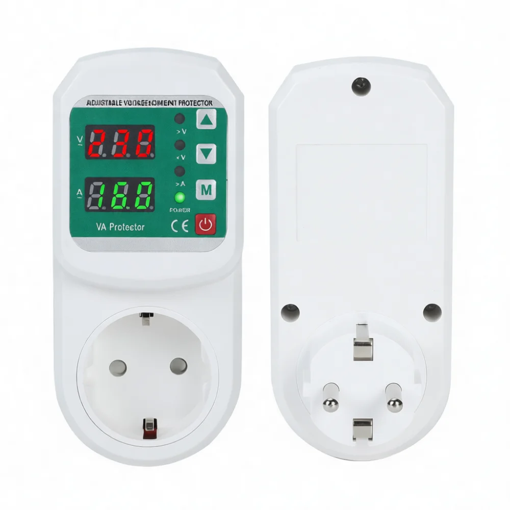 16A EU Plug Electrical Protection Socket Adjustable Voltage Current Monitor Safety Guard For Air Conditioner Compressor