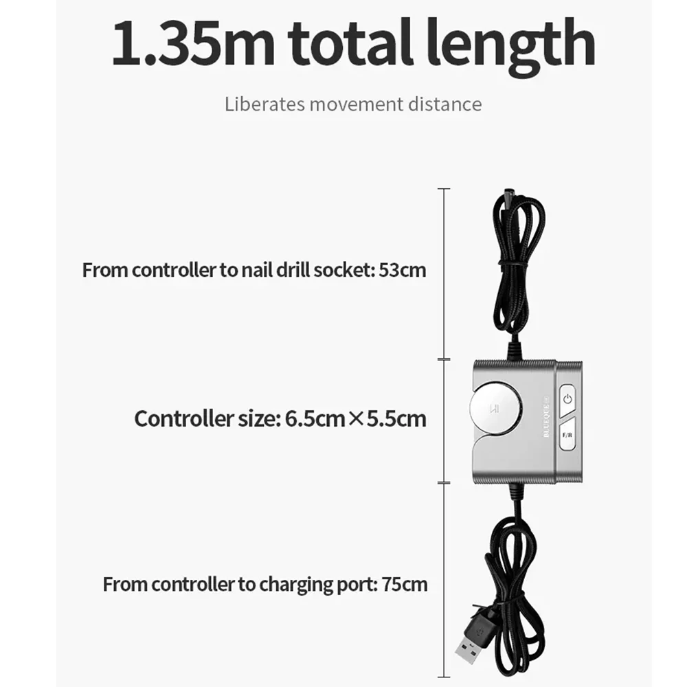 Nagelboor Borstelloze kernloze motor Plug-in E-vijl Professionele manicuremachine voor salon