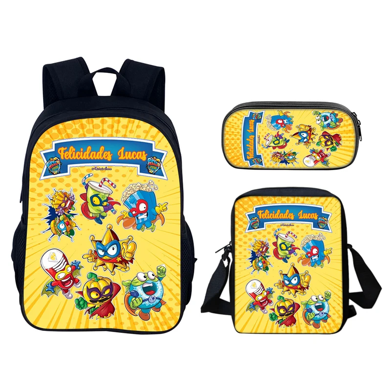 

3pcs Set Backpack Super Zings 40cm/15.7inch Durable School Bags Shoulder Bag Pencil Case Computer Book Bags Children's Birthday