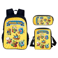 Conjunto de 3 uds de mochila Super Zings, 40cm/15,7 pulgadas, mochilas escolares duraderas, bolso de hombro, estuche para lápices, bolsas para libros de ordenador, cumpleaños para niños