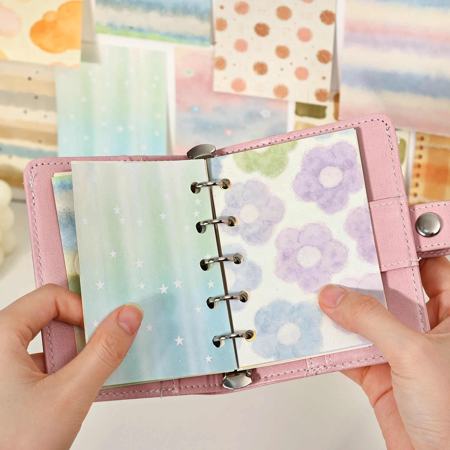 Vintage Colorful Plaid Star Texture Landscape Material Paper Creative DIY Junk Journal Collage Scrapbooking Stationery