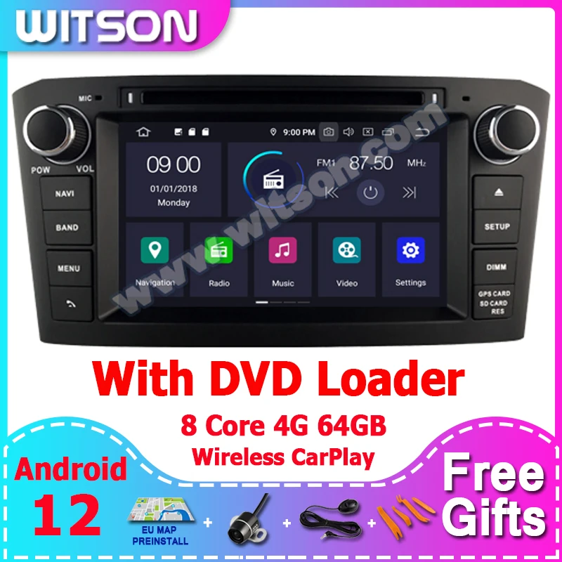 WITSON Android 12 Car Auto radio 2 din For TOYOTA AVENSIS 2005 2006 2007 PX5 7 inch Screen GPS Multimedia WIFI FM MP3 DVD Desk