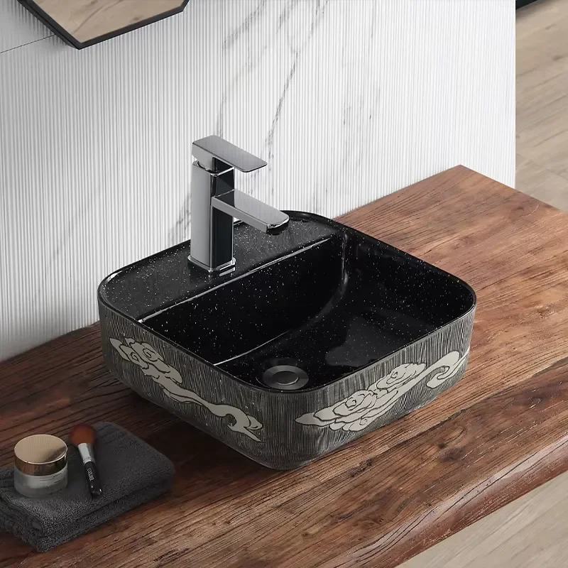Vintage Ceramic Bathroom Sink Round Countertop Wash Basin Easy Clean Artistic Handmade Lavabo for Modern Home Decor Vanity