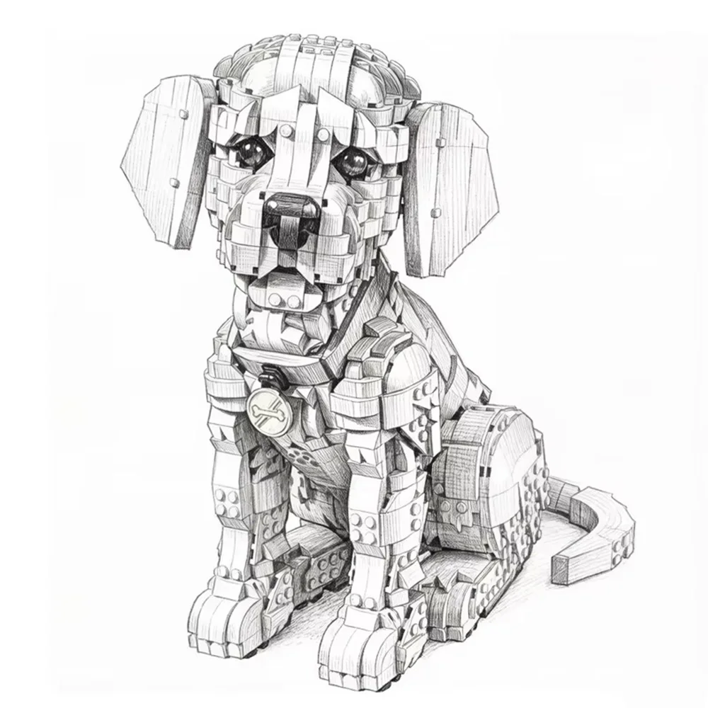 Creative home decoration pet dog Golden Retriever dog 2102pcs model building block set home decoration Christmas birthday gift