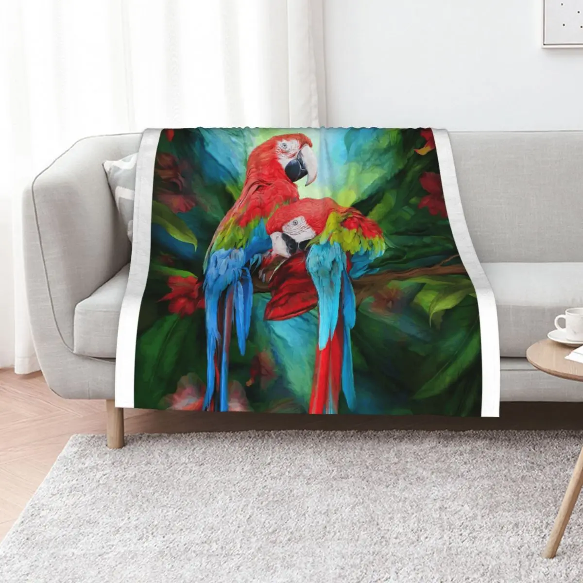 Tropic Spirits - Macaws Throw Blanket Fashion Sofas Plaid Decorative Sofa Picnic Hairy Luxury St Blankets