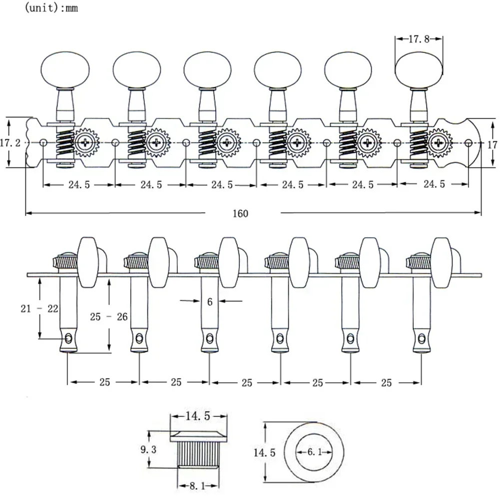 12-String Acoustic Guitar Tuning Pegs Tuners Key 6L 6R Round Machine Heads Parts Replace Instruments Guitars Accessories