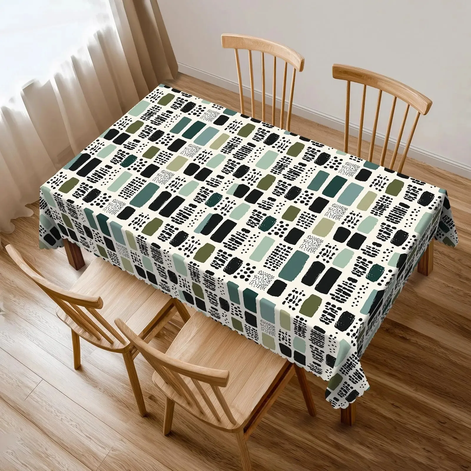 

Modern Abstract Waterproof Polyester Tablecloth 2D Flat Printed Geometric Table Cover For Dining Room Kitchen Home Decor