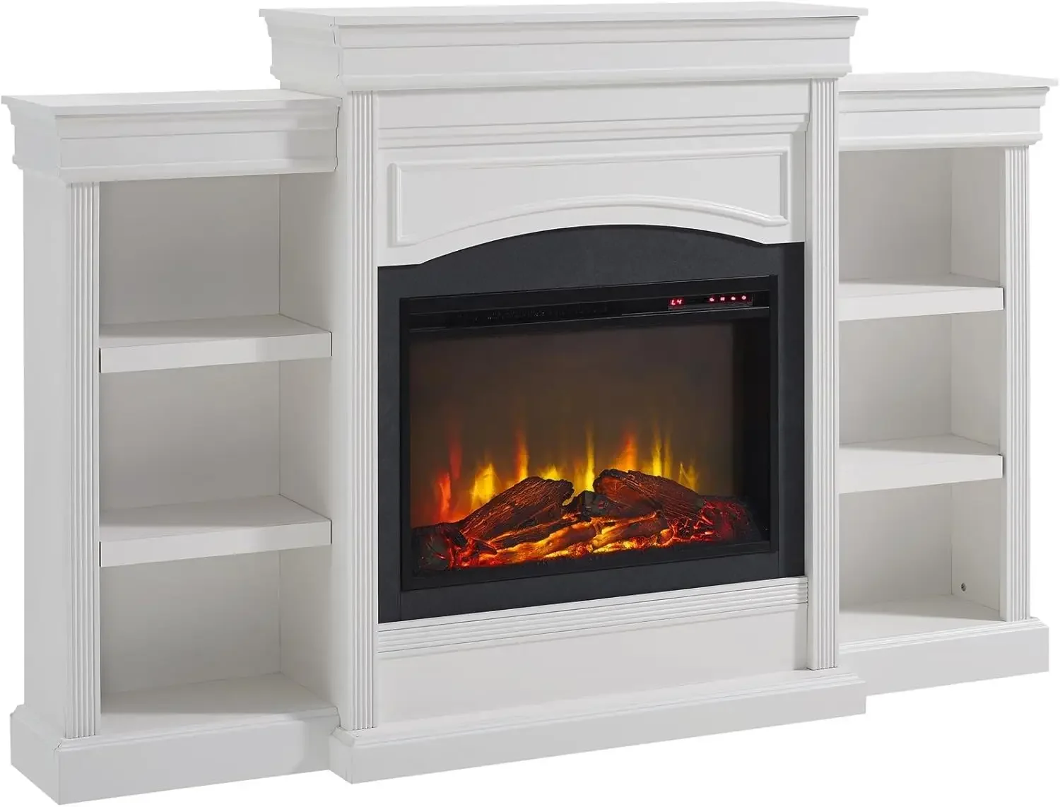 ch Electric Fireplace with Mantel, Shelves, Replaceable Fireplace Insert Heater, Remote Control, Time