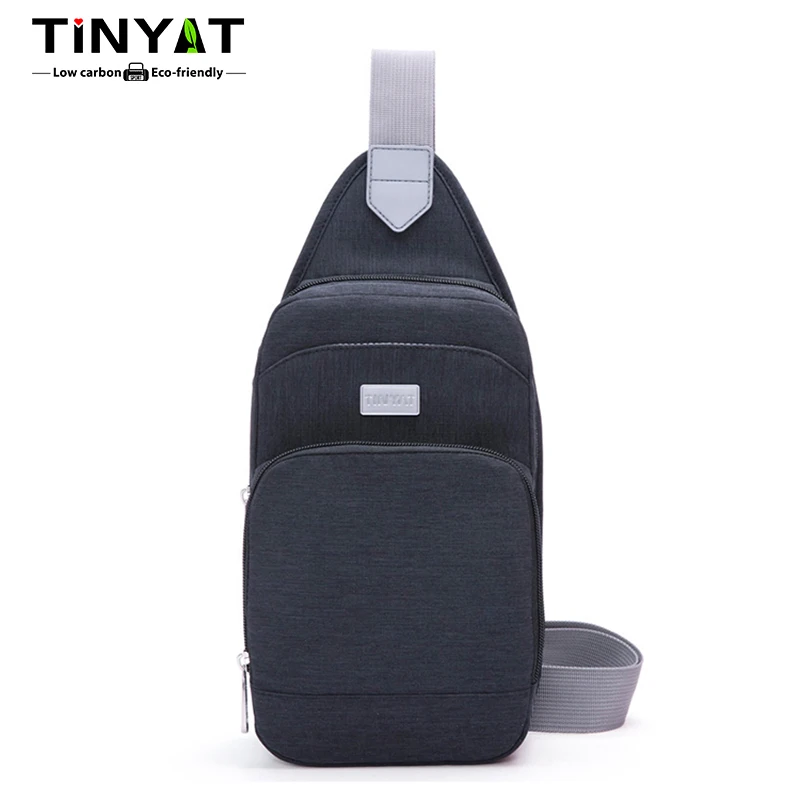 TINYAT Men's Polyester Chest Bag Adjustable Shoulder Strap Casual Shoulder Bag Travel Bag for Daily Commuting and Outdoor Travel