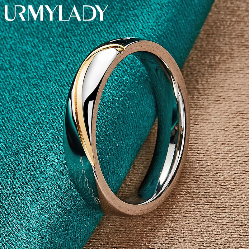 

URMYLADY 925 Sterling Silver Smooth Round 7-10# Ring For Women Wedding Party Fashion Charm Jewelry