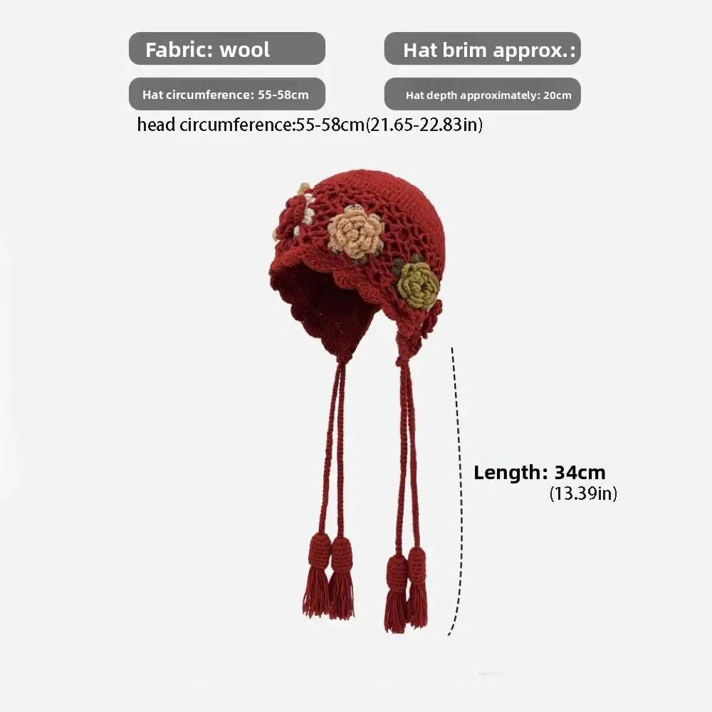 خمر شرابات الكروشيه محبوك قبعة البوهيمي نمط الجوف خارج شرابة بيني اليدوية الكورية قبعة متماسكة الفتيات