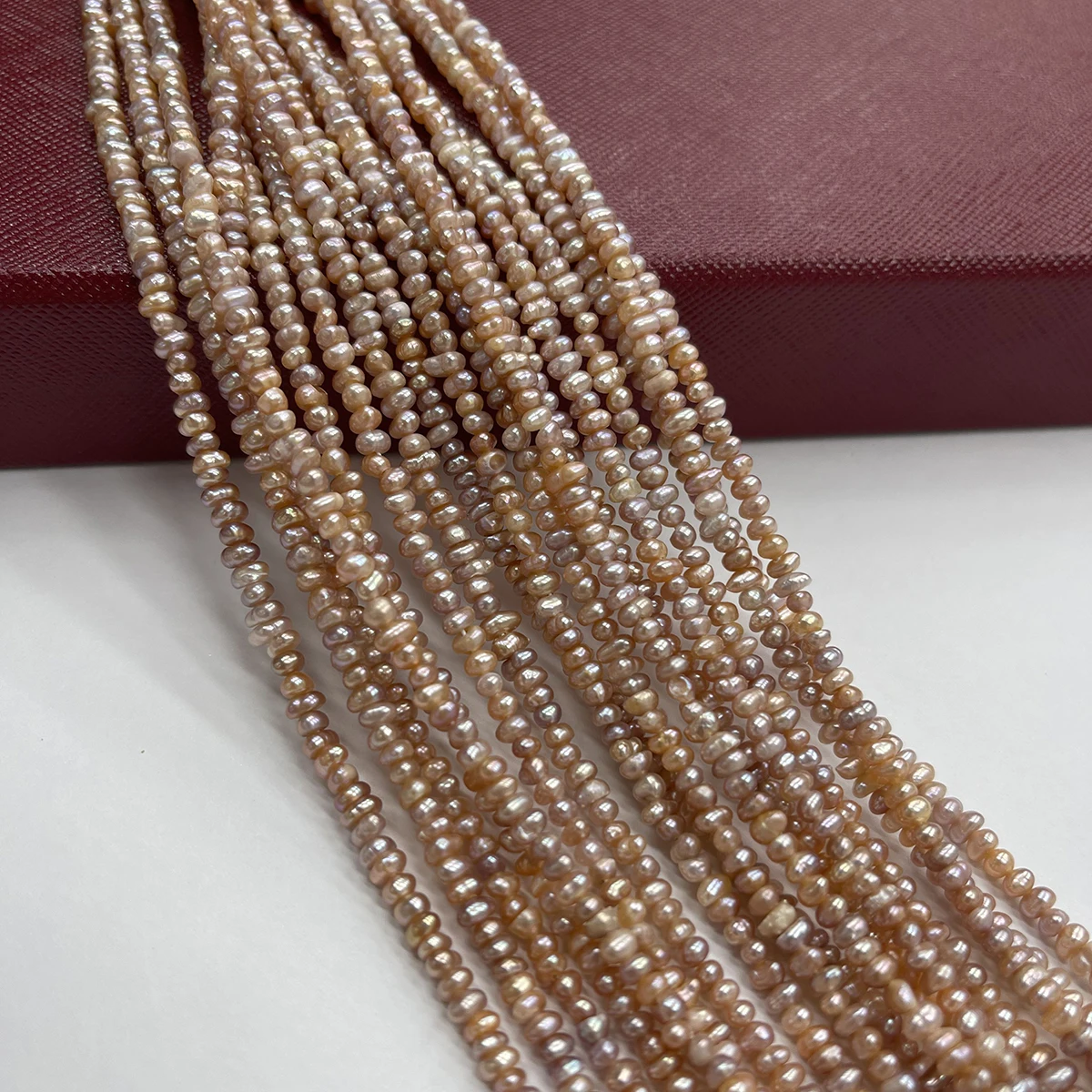 3-4mm Zufällige Rosa-Lila Unregelmäßige Süßwasserperlen Halbfertige Perlenkomponenten für Handgemachte DIY-Schmuck- und Bastelprojekte – Detail 1